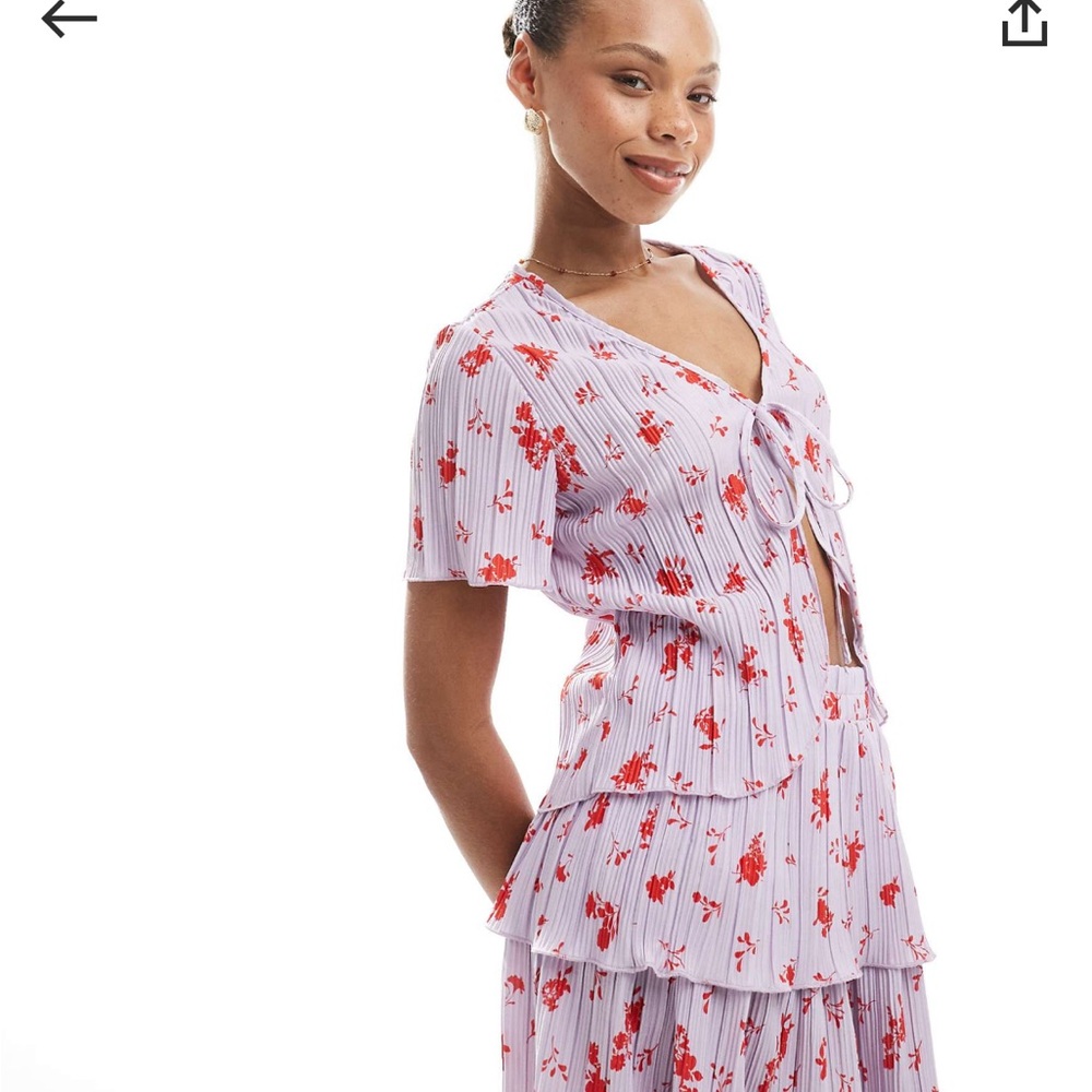 Floral Print Women's Tie Up Top